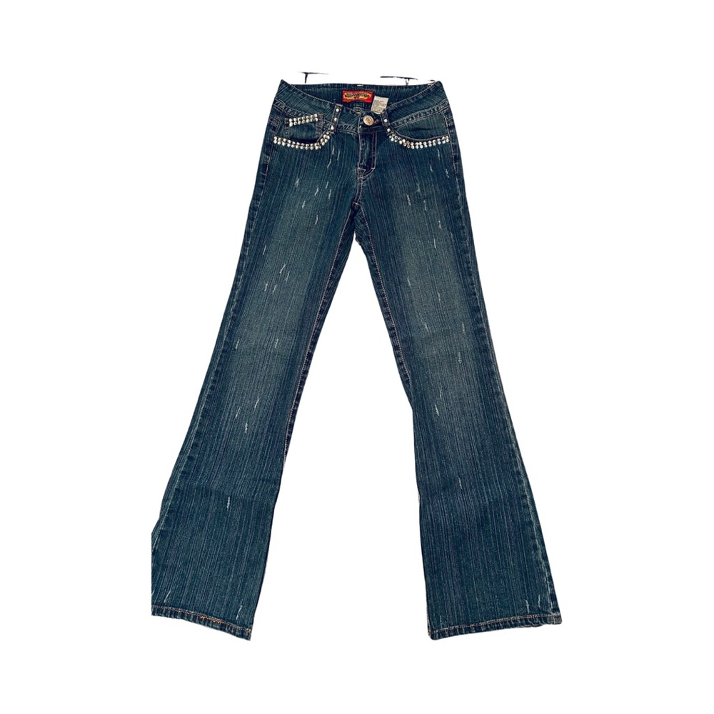 BOOM BOOM Authentic Jeanswear Crystal Embellished Boot Cut Jeans - Picture 2 of 4